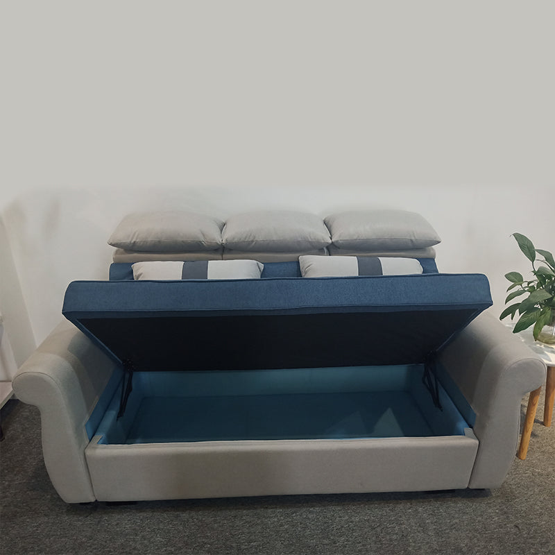 MerryRabbit - 190cm布藝三人位儲物梳化MR-8251B Fabric Foldable Sofa with Adjustable Headrest and Storage 190cm