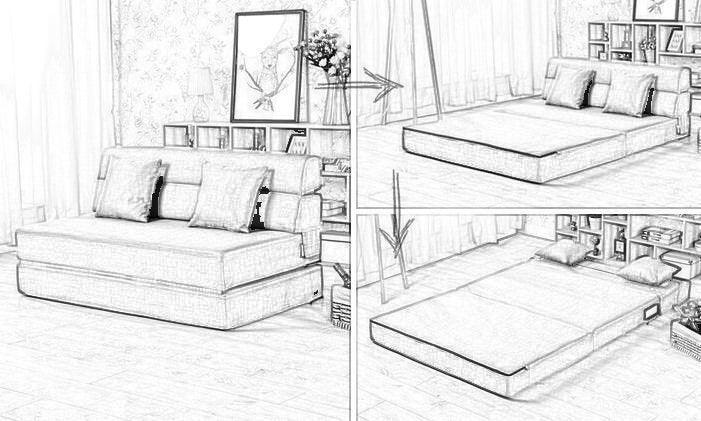 MerryRabbit - 150cm日式多功能褶疊梳化床YM002 Fabric Foldable Sofa Bed 150CM