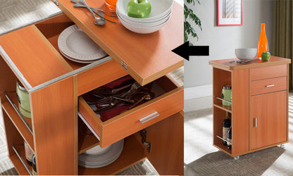 MerryRabbit – 多功能餐車餐桌700#   Walnut - Rolling Kitchen Island with Free Delivery