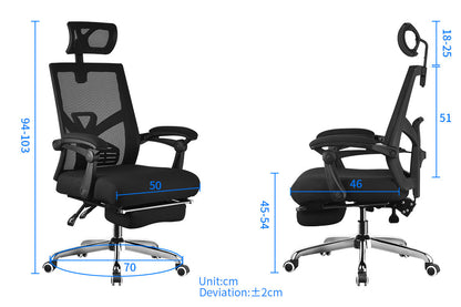 MerryRabbit - 高背活動頭枕網布轉椅電腦椅辦公椅帶腳踏 MR-8019 Reclining Mesh Swivel Chair with foot rest