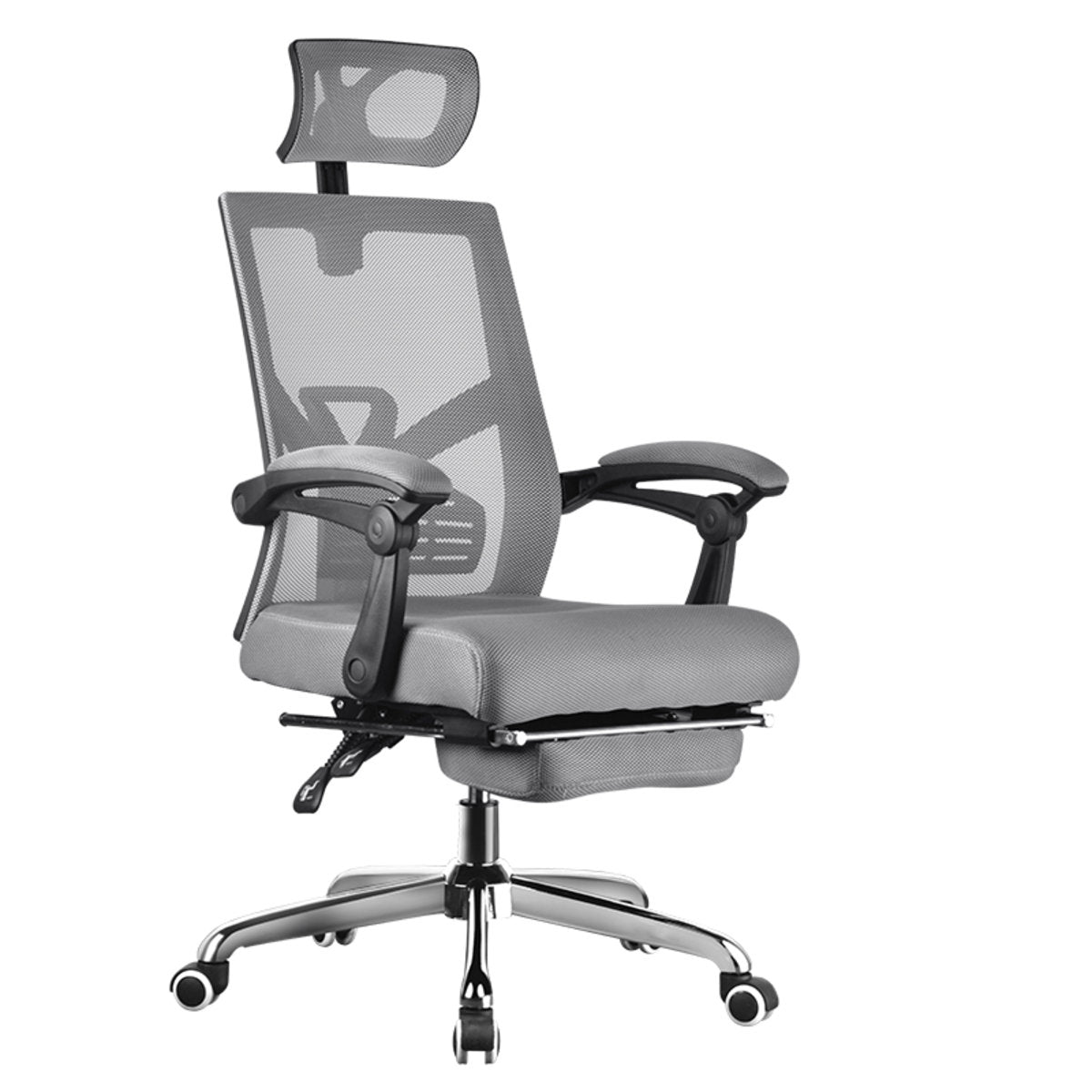 MerryRabbit - 高背活動頭枕網布轉椅電腦椅辦公椅帶腳踏 MR-8019 Reclining Mesh Swivel Chair with foot rest
