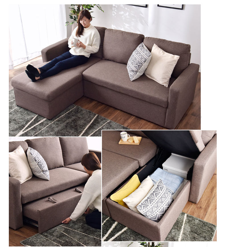 MerryRabbit – 簡約多功能布藝儲物梳化床 MR-312 Multi-functional L shape fabric storage sofa bed