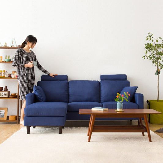 MerryRabbit – L形北歐簡約布藝沙發MR-S0002   L-Shape Fabric Sofa with Adjustable Headrest