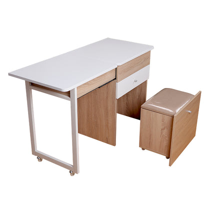 MerryRabbit -多功能伸縮梳妝檯書桌MR-306 Extenable Dressing table Computer desk Writing desk Office desk with storage cabinet stool