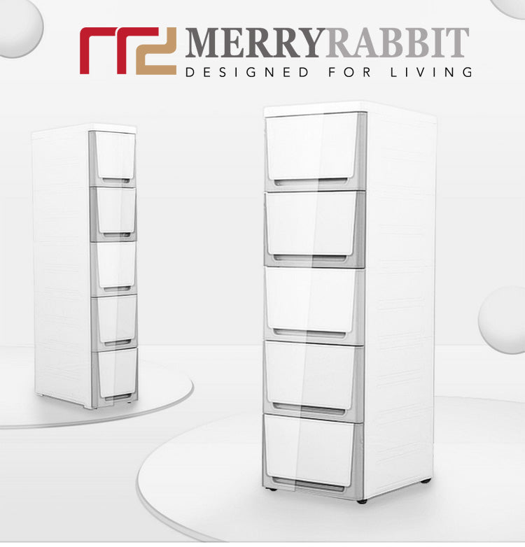MerryRabbit - 夾縫抽屜式38cm收納櫃MR-3815 Slim size PP plastic 5 drawers storage cabinet 38cm