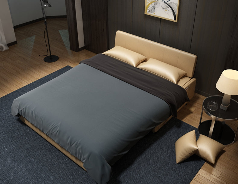 MerryRabbit - 135cm多功能摺疊超纖皮儲物梳化床MR-6059  135cm Multi-functional Foldable Storage Microfiber Leather Sofa Bed