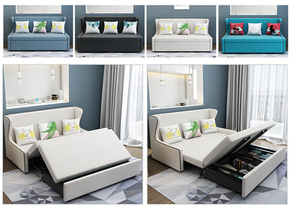 MerryRabbit - 116cm高背多功能褶疊布藝儲物梳化床MR-6065 High Back Multi-functional Folding Storage Fabric Sofa Bed 116 cm