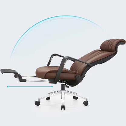 MerryRabbit -牛皮高背可調節可躺轉椅電腦椅辦公椅大班椅帶腳踏MR-A60 Cow leather Reclining Office Chair High Back Chair with Footrest