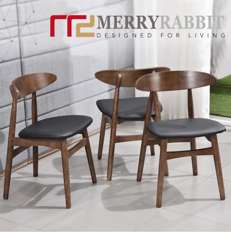 MerryRabbit - 2張實木餐桌椅MR-NC004  2 Pcs Solid Wood Pu Dining Chairs