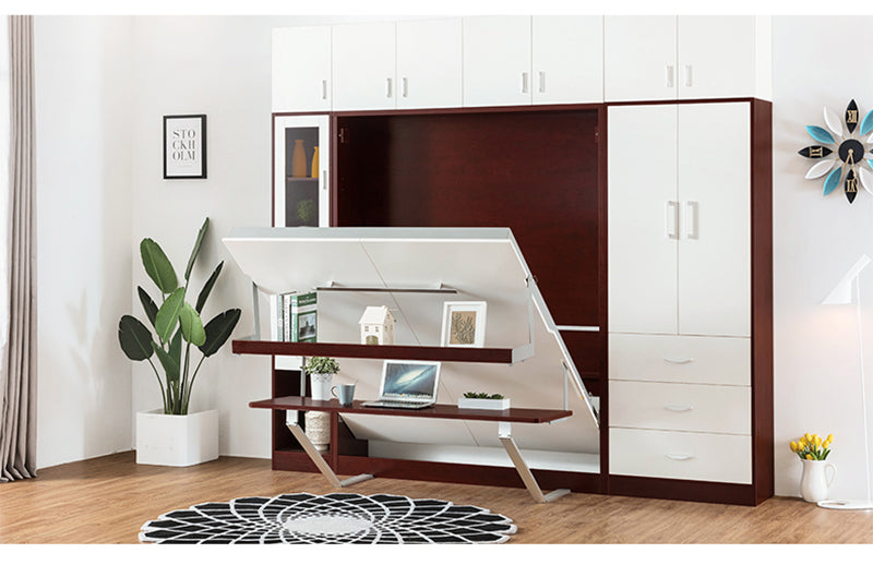 MerryRabbit - 多功能正翻連書桌書架隱形床120cm 單人床 MR-YXC02 Multifunctional WallBed with Foldable Table 120cm single bed