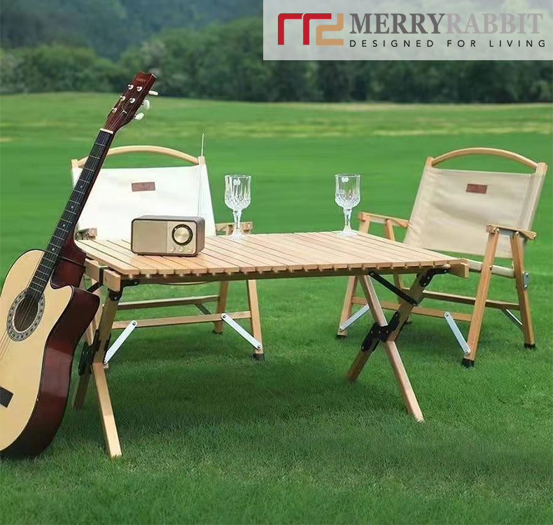 MerryRabbit -實木可摺疊戶外摺疊桌茶幾MR-90/MR-120 Portable solid wood outdoor folding table coffee table