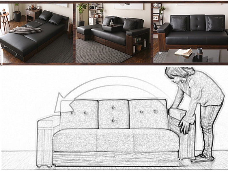 MerryRabbit - PU皮簡約多功能梳化組合MR-SS-001  Multi-functional PU sofa bed with storage ottoman and armrest